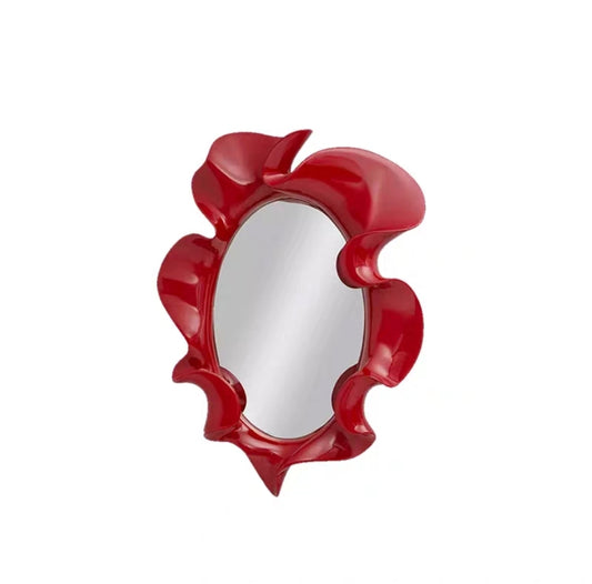 Sculptural Red Edge Mirror