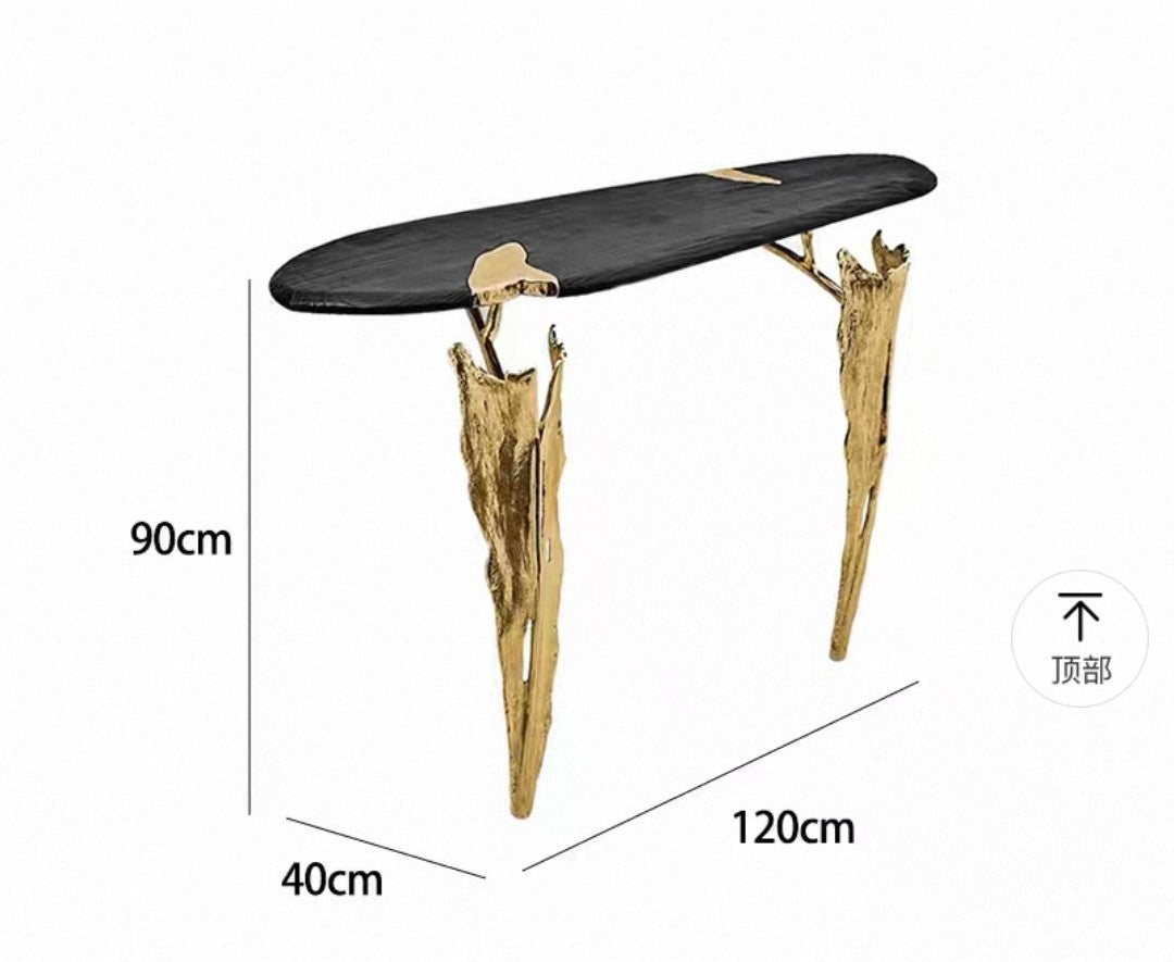 Sculpted Brass Console Table – Luxury Entryway Statement Piece