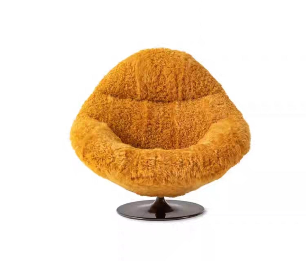 Fluffy Swivel Lounge Chair & Ottoman