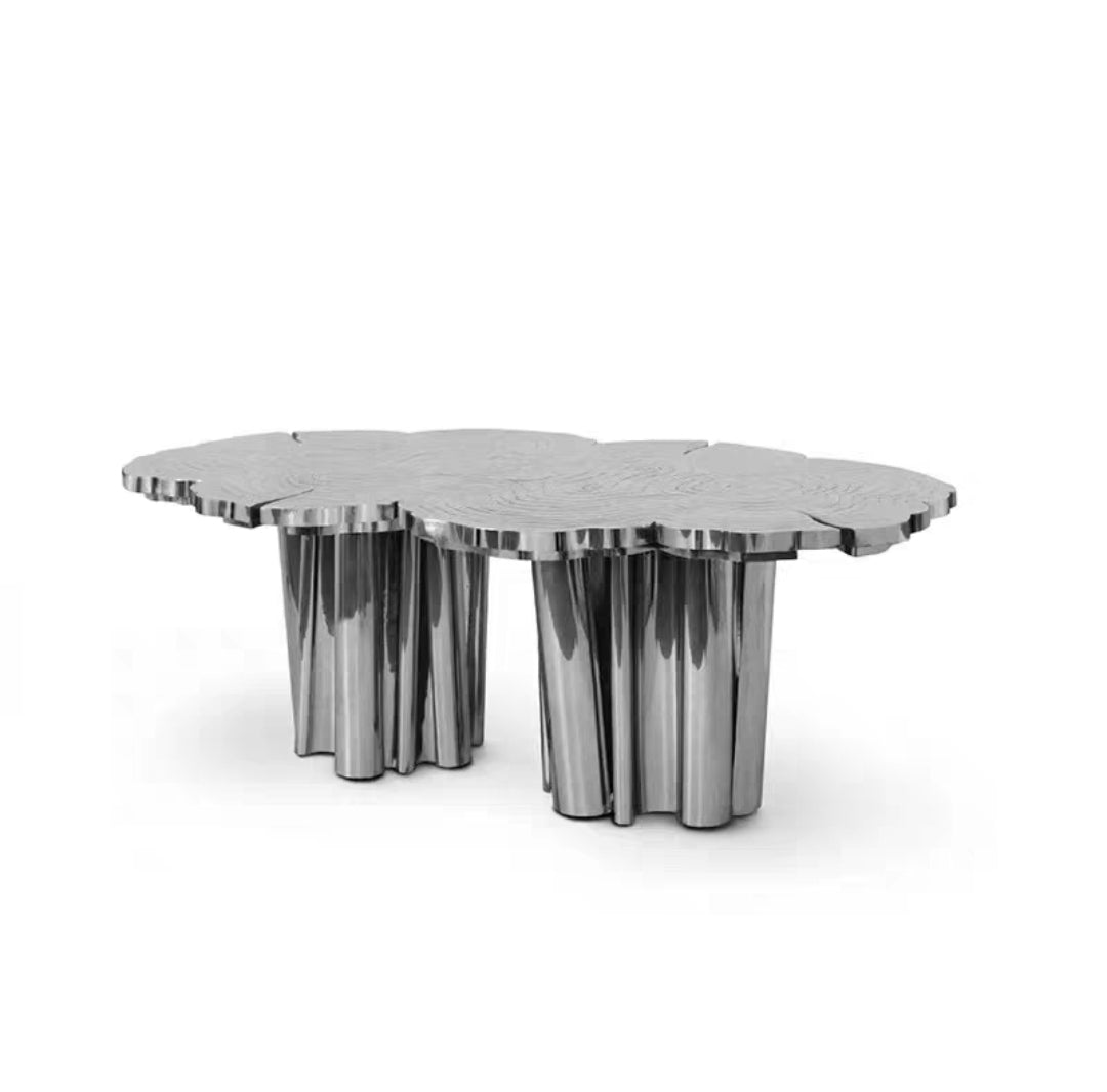 silver Sculptural Stainless Steel Dining Table