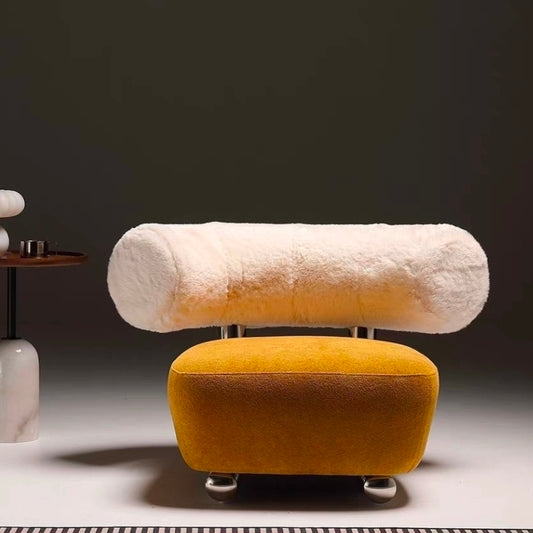 Pipe Sculptural Armchair – Italian-Inspired Lounge Chair with Stainless Steel Base