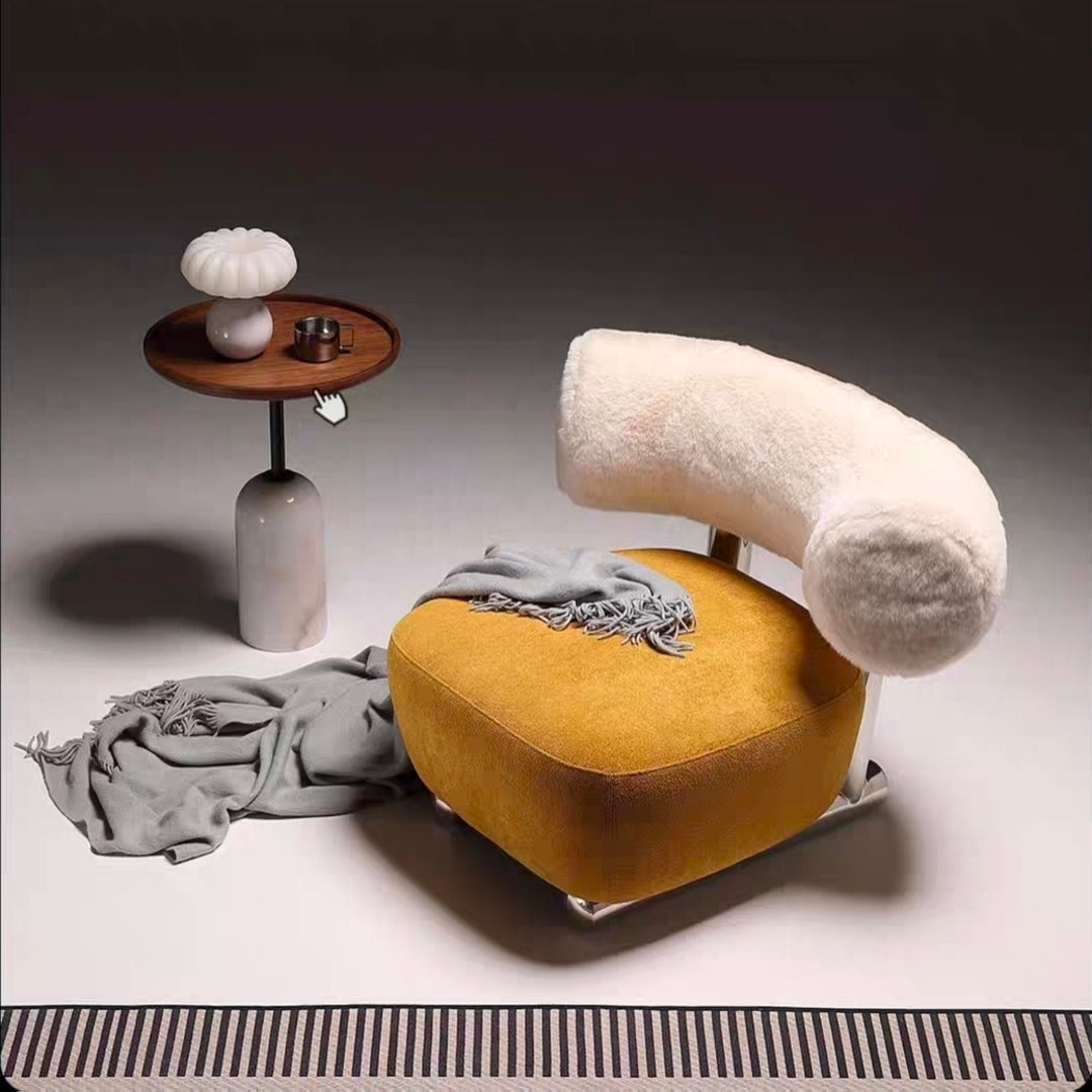 Pipe Sculptural Armchair – Italian-Inspired Lounge Chair with Stainless Steel Base