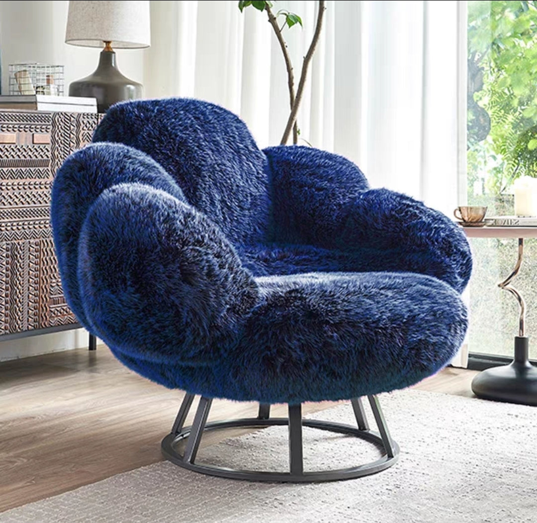 Petal Plush Swivel Chair – Orchid Bloom