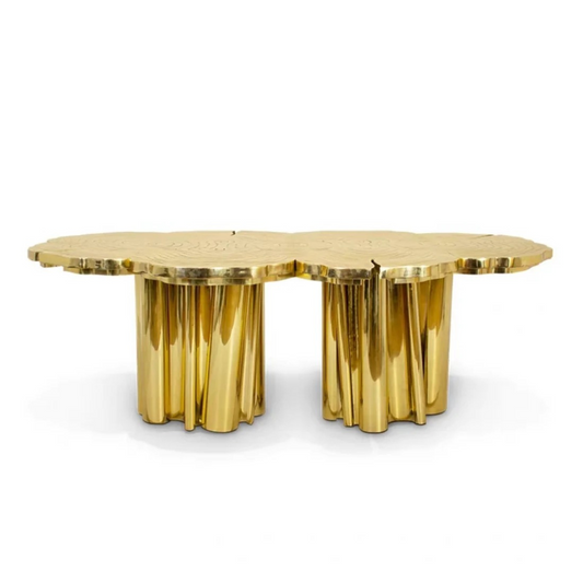 Golden Sculptural Stainless Steel Dining Table