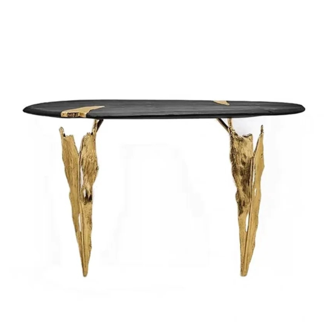 Sculpted Brass Console Table – Luxury Entryway Statement Piece