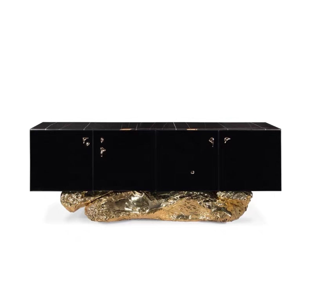 Sculptural Brass Base Credenza – Artisan Edition