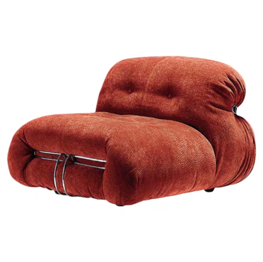 Close-up of soft imported shearling wool upholstery on luxury accent chair
