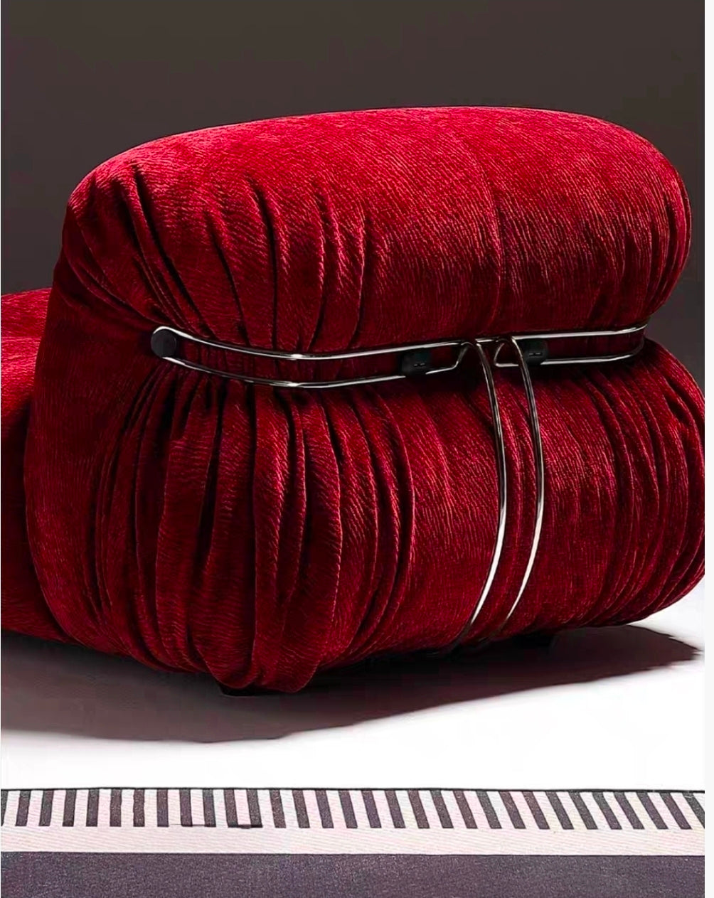 Plush padded upholstery on statement lounge chair