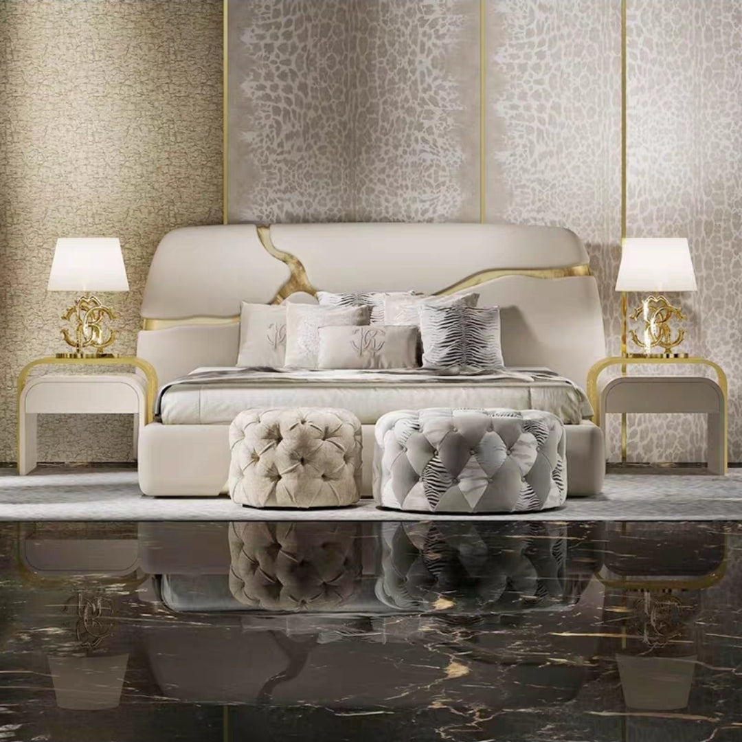 Italian Designer Leather Bed - Modern Statement