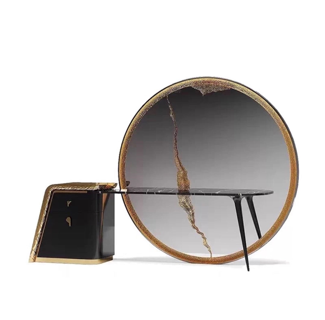 Sculptural Brass & Mirror Vanity Set – Custom Handcrafted Luxury – Custom Made