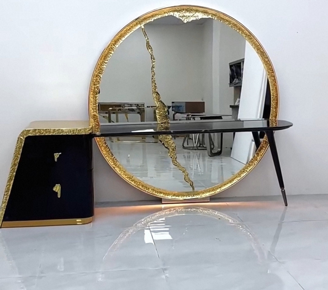 Sculptural Brass & Mirror Vanity Set – Custom Handcrafted Luxury – Custom Made