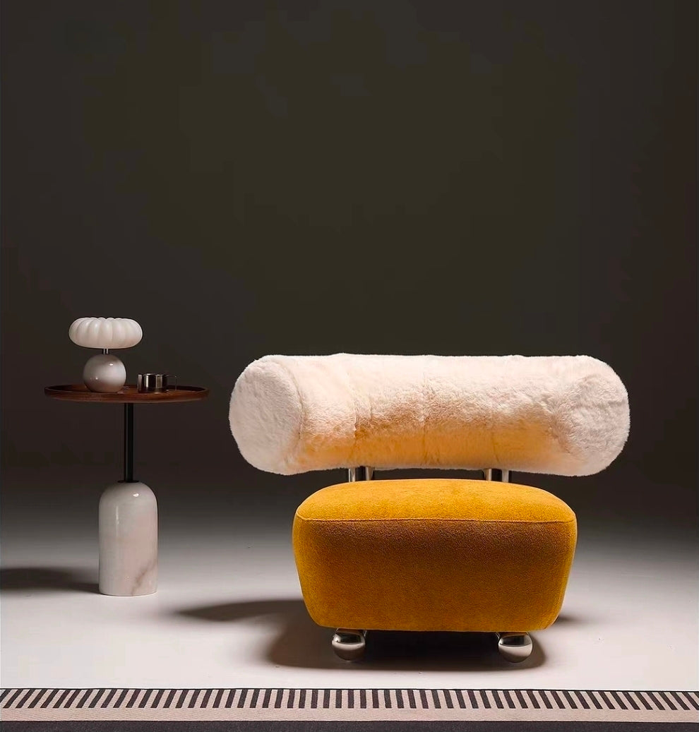 Pipe Sculptural Armchair – Italian-Inspired Lounge Chair with Stainless Steel Base