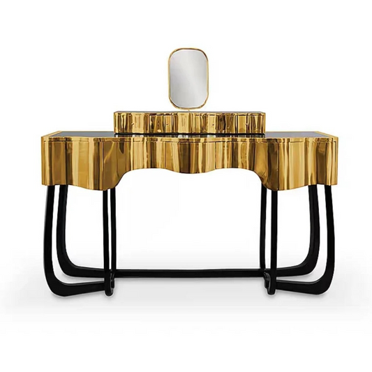 Sculptural Brass Dressing Table| Handcrafted Luxury Bedroom Statement Piece