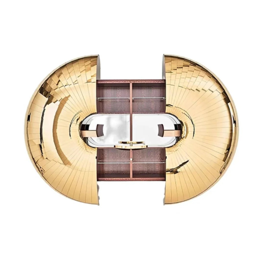 Folding Mirror Wall Bar – Luxury Hidden Storage