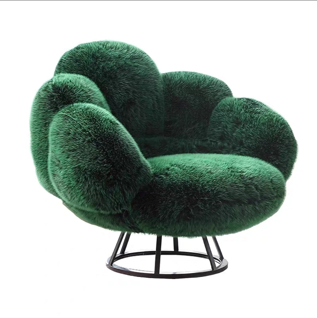 Petal Plush Swivel Chair – Orchid Bloom