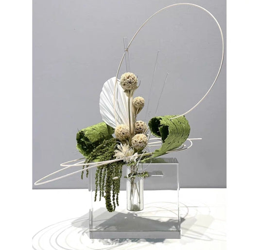 Acrylic Modern Floral Display — Sculptural Faux Botanical