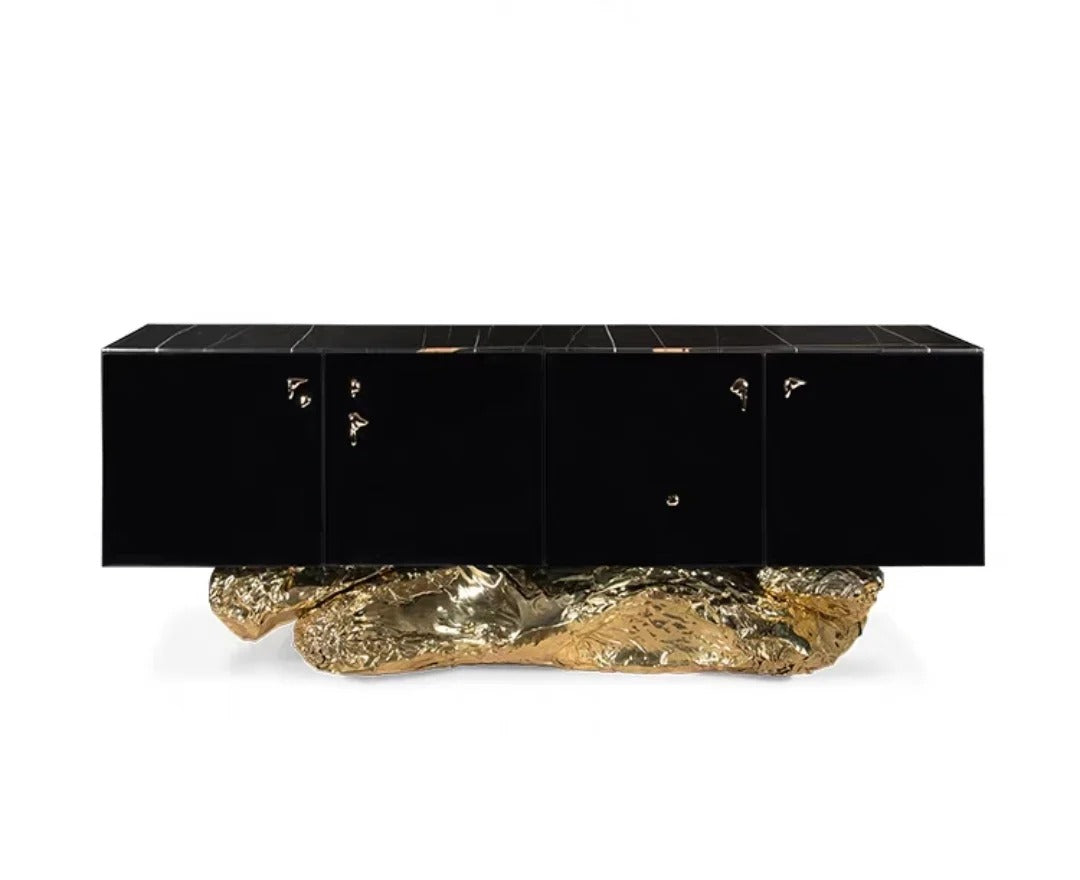 Sculptural Brass Base Credenza – Artisan Edition