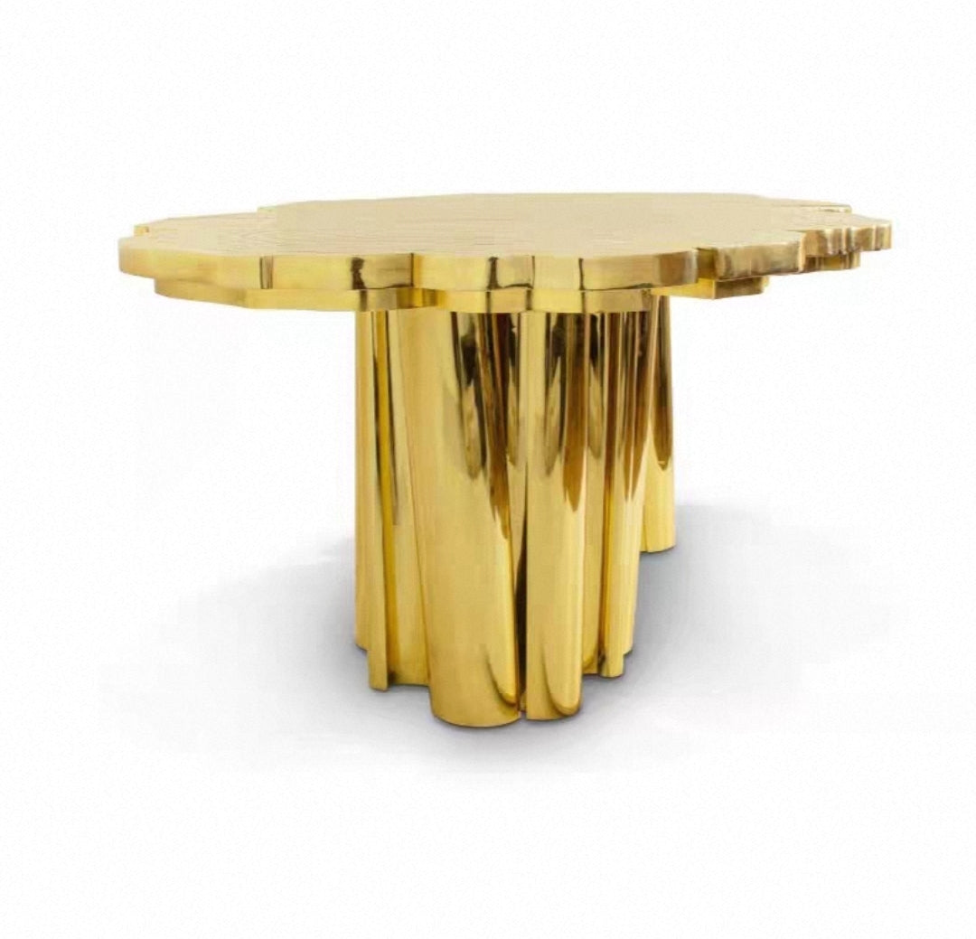 Golden Sculptural Stainless Steel Dining Table