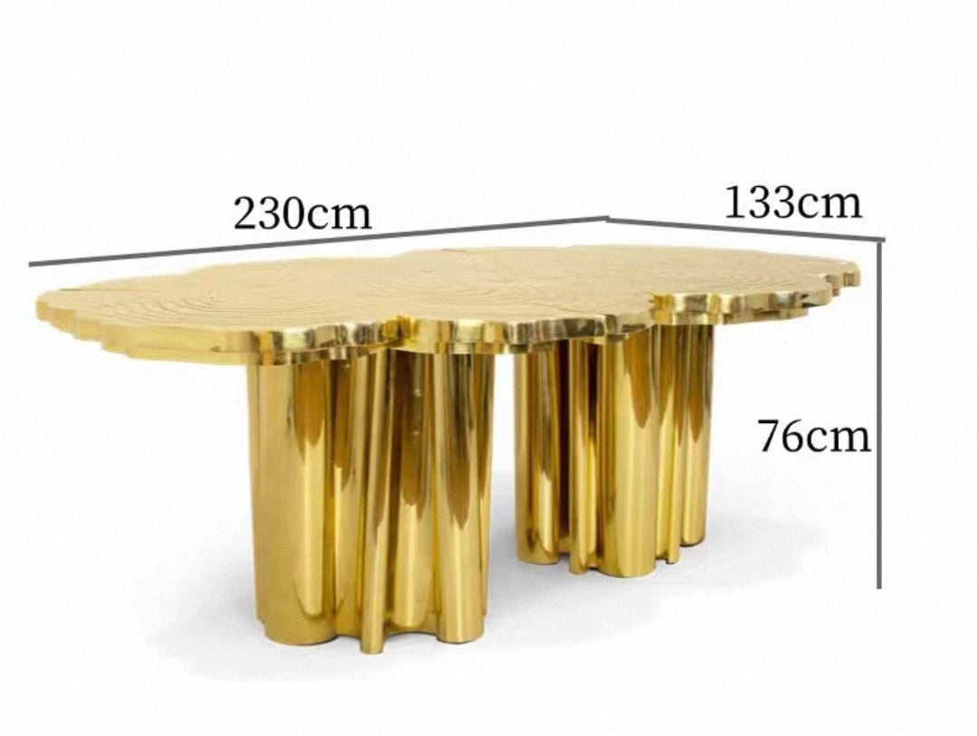 Golden Sculptural Stainless Steel Dining Table