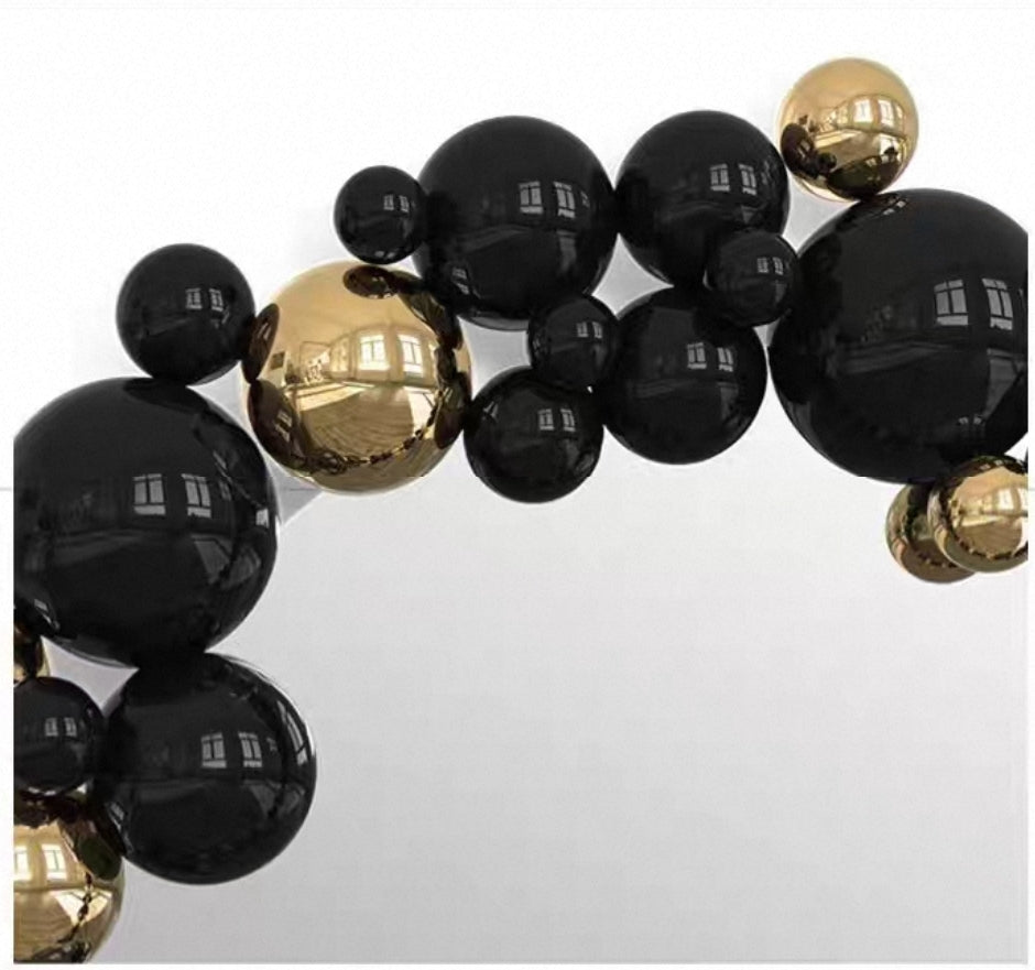 Black & Gold Orb Mirror with Lighting