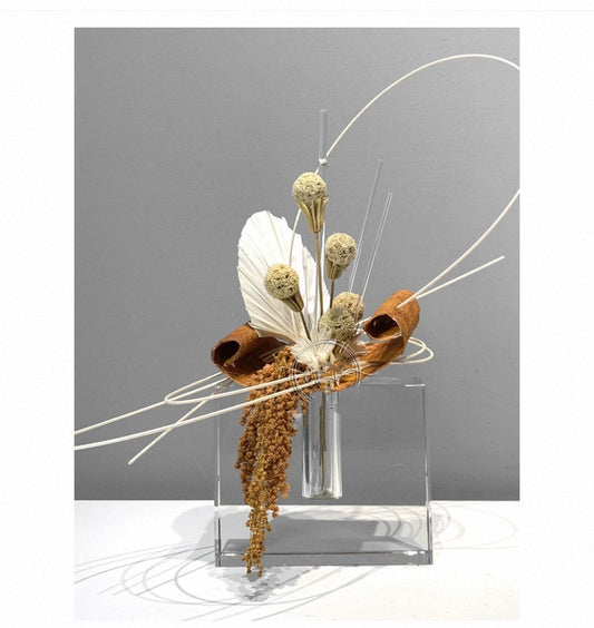 Acrylic Modern Floral Display — Sculptural Faux Botanical