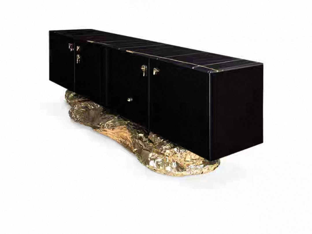 Sculptural Brass Base Credenza – Artisan Edition