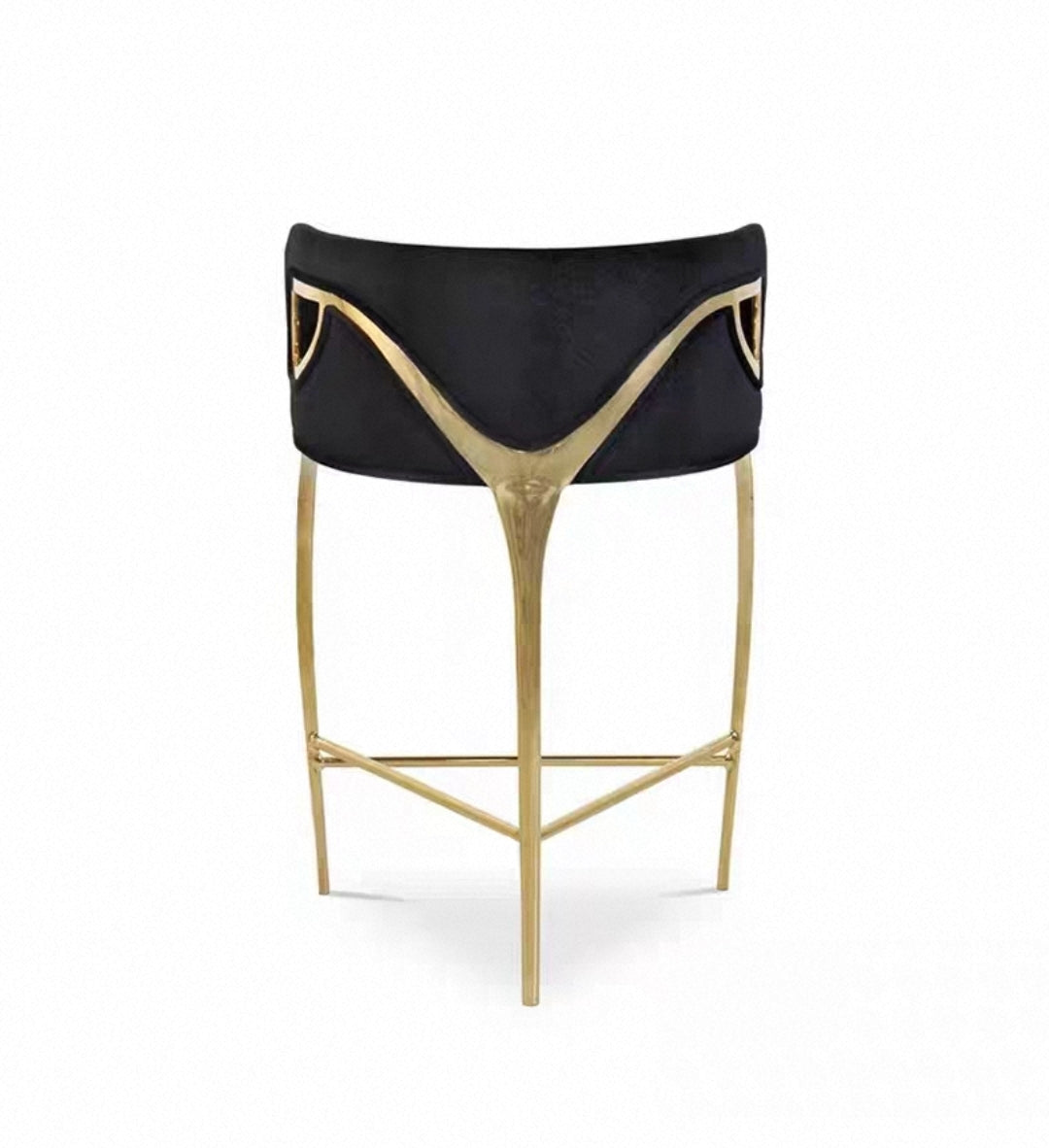 Designer Brass Frame Bar Stool – Black Velvet