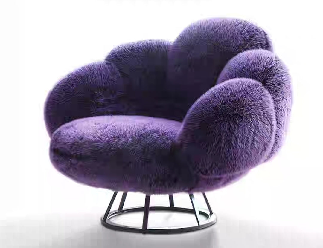 Petal Plush Swivel Chair – Orchid Bloom